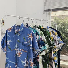2020 Fashion Korean Plus Size Clothing Holiday Hawaiian Beach Shirt for Mens Button Up Shirt Casual Floral Printed Streetwear