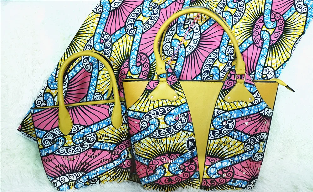 Последние хорошее качество Африканский Воск сумки набор с 6 ярдов Анкара восковая печать ткань из Анкары и Нигерии хлопок ткань для платья G912-8 - Цвет: 15