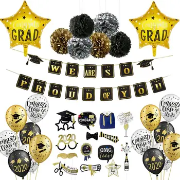 

11PCS 2020 Graduation Decorations Congrat Grad Latex Balloons Photo Props Graduate Banner Class of 2020 Graduation PartySupplies