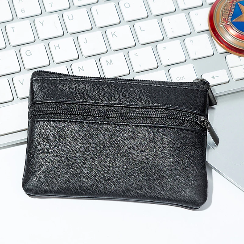 Men Women Leather Coin Purse Wallet Card Key Storage Case Soft Holder Zip Mini Pouch