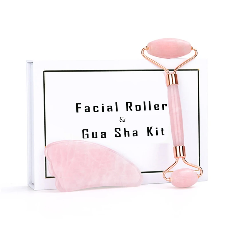 Нефритовый ролик для массажа лица натуральный розовый КВАРЦЕВЫЙ массажер