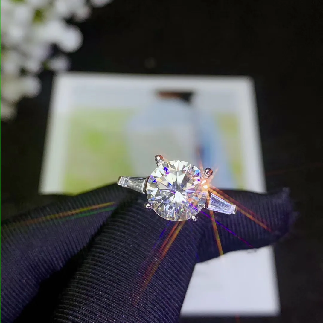 

BOEYCJR 925 Silver 1ct/2ct/3ct F color Moissanite VVS Engagement Wedding Diamond Ring With national certificate for Women