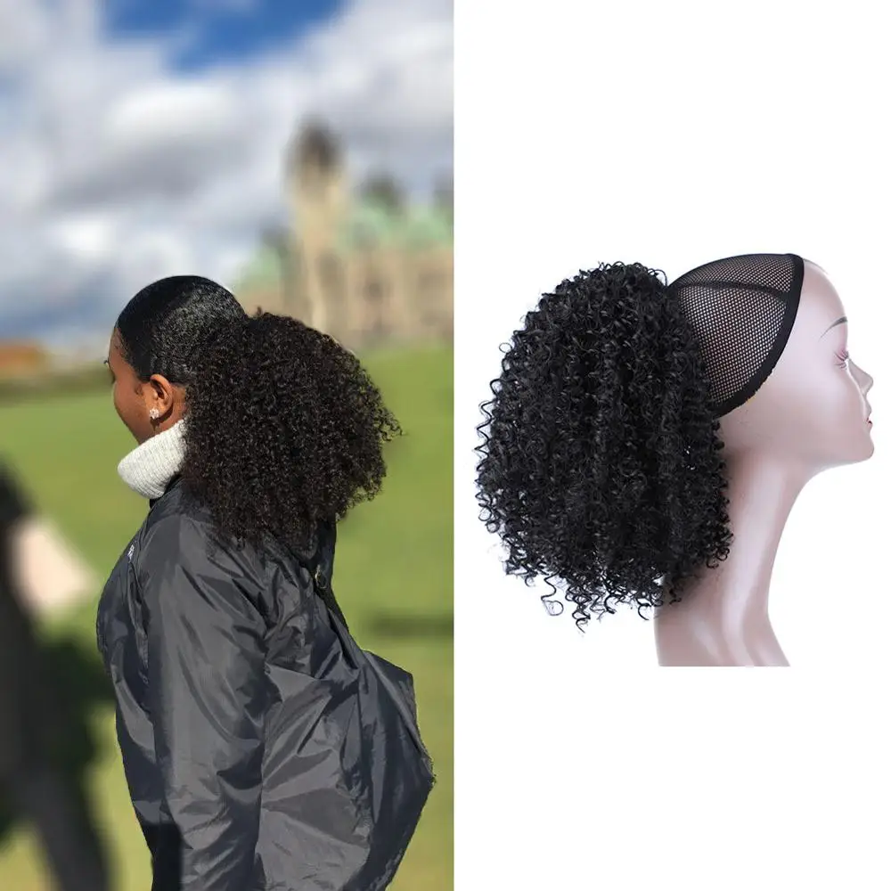 

Lydia 18" Synthetic With Two Plastic Combs Puff Ponytail Afro Kinky Curly Hair Extension Clips In Hairpiece For African American