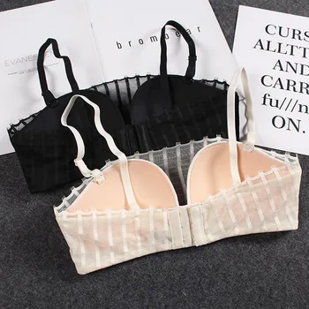 

Summer New Single Color Black No Steel Ring Lace Tube Top Wrapped Chest Small Chest Gathered Temptation Sexy Underwear