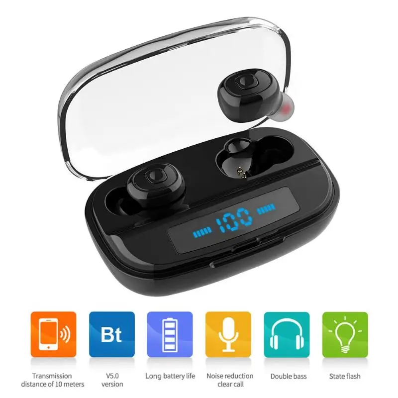 HBQ-Q82 двойной U Тип Bluetooth 5,0 наушники музыкальные наушники с зарядный чехол Классический Цвета и простой и прочная конструкция