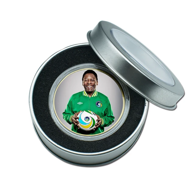 The King of Football Pele Gold Plated Commemorative Coin Set with Coin Holder Football Challenge Coins Souvenir Gift style 7