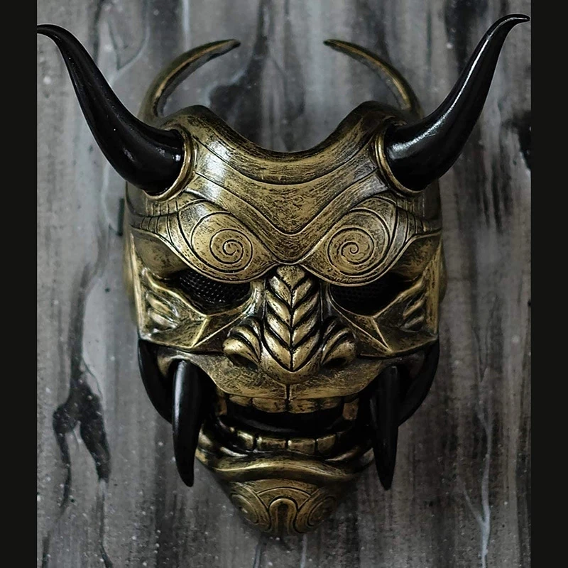 Japanese Samurai Latex Mask Full Face Scary Prajna Halloween Costume Assassin Cosplay Props | Дом и сад