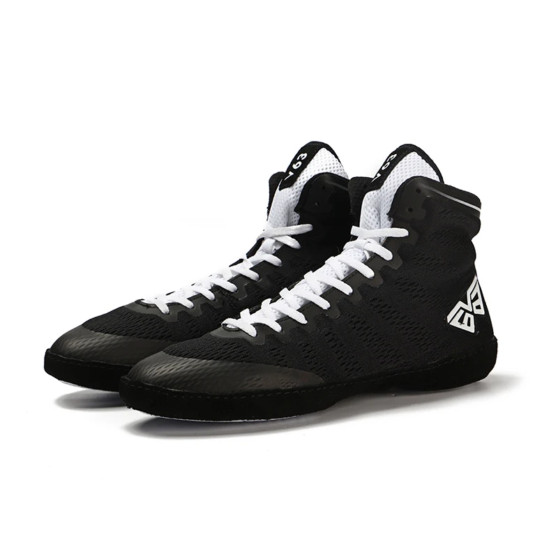 

Professional Boxing Wrestling Shoes Rubber Outsole Breathable Combat Sneakers Lace-up Training Fighting White Black Shoes