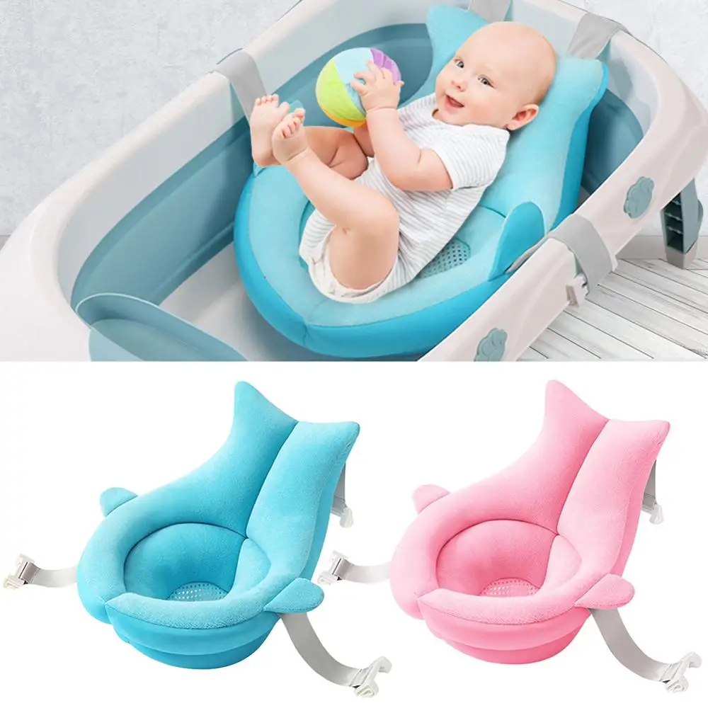 

Portable Baby Shower Bath Tub Pad Non-Slip Bathtub Mat Newborn Safety Security Bath Support Cushion Foldable Soft Pillow