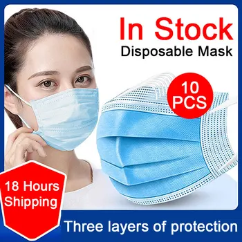 

Disposable protective mask 10pcs,Anti-dust masks droplets,Three-layer protective mouth and nose