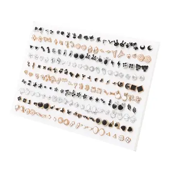 

100Pairs/Set Mix Style Enamel Small Stud Earrings Set For Girls Women Heart Piercing Ear Fashion Jewelry Brincos Oorbellen Kit