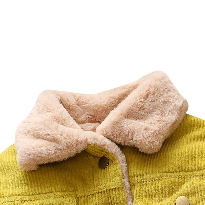 Мягкое осенне-зимнее повседневное модное однотонное бархатное пальто с длинными рукавами для малышей Детская верхняя одежда