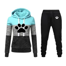 Boy Girl Dog Footprints Hoodie Suit Spring Autumn Long Sleeve Hoody Set Unisex Footprints Pattern Print Pants Men Tracksuit Set
