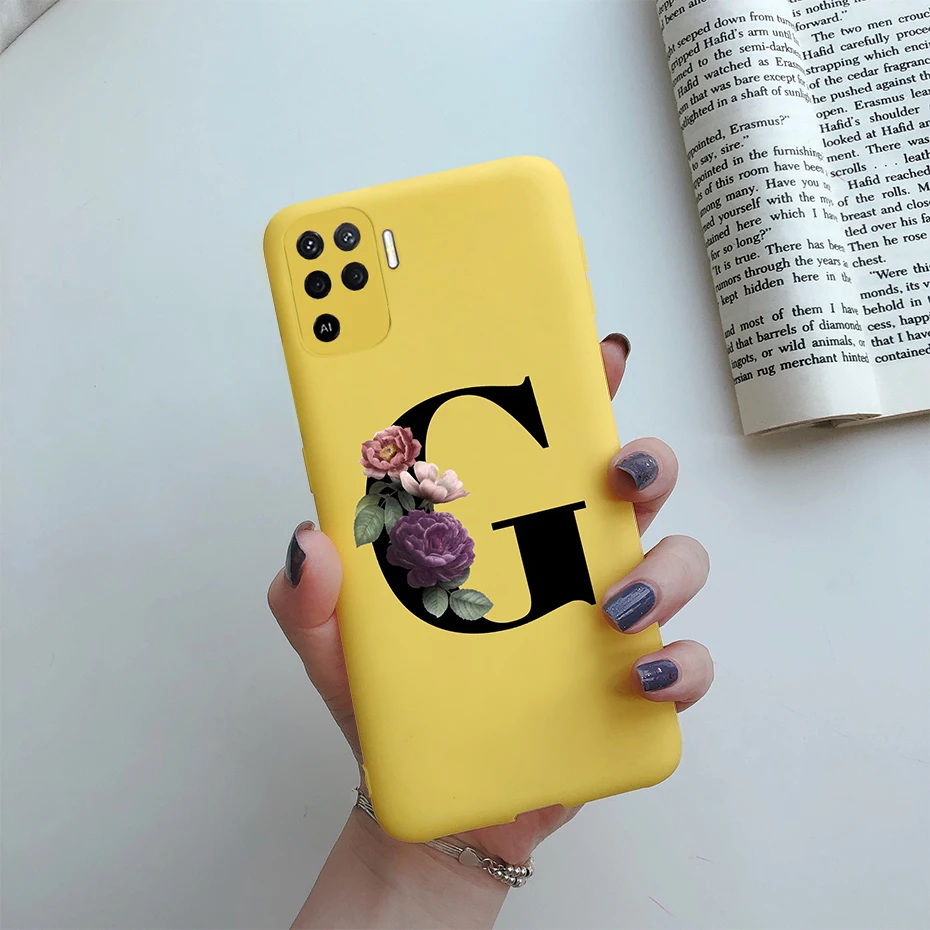 cases for oppo phones For Oppo Reno 5 Lite Case Letters Monogram ABC Flower Soft Silicone Back Cover For Oppo Reno5 Z Reno 5 F Z Lite 5F 5Z 5Lite Case oppo phone back cover Cases For OPPO