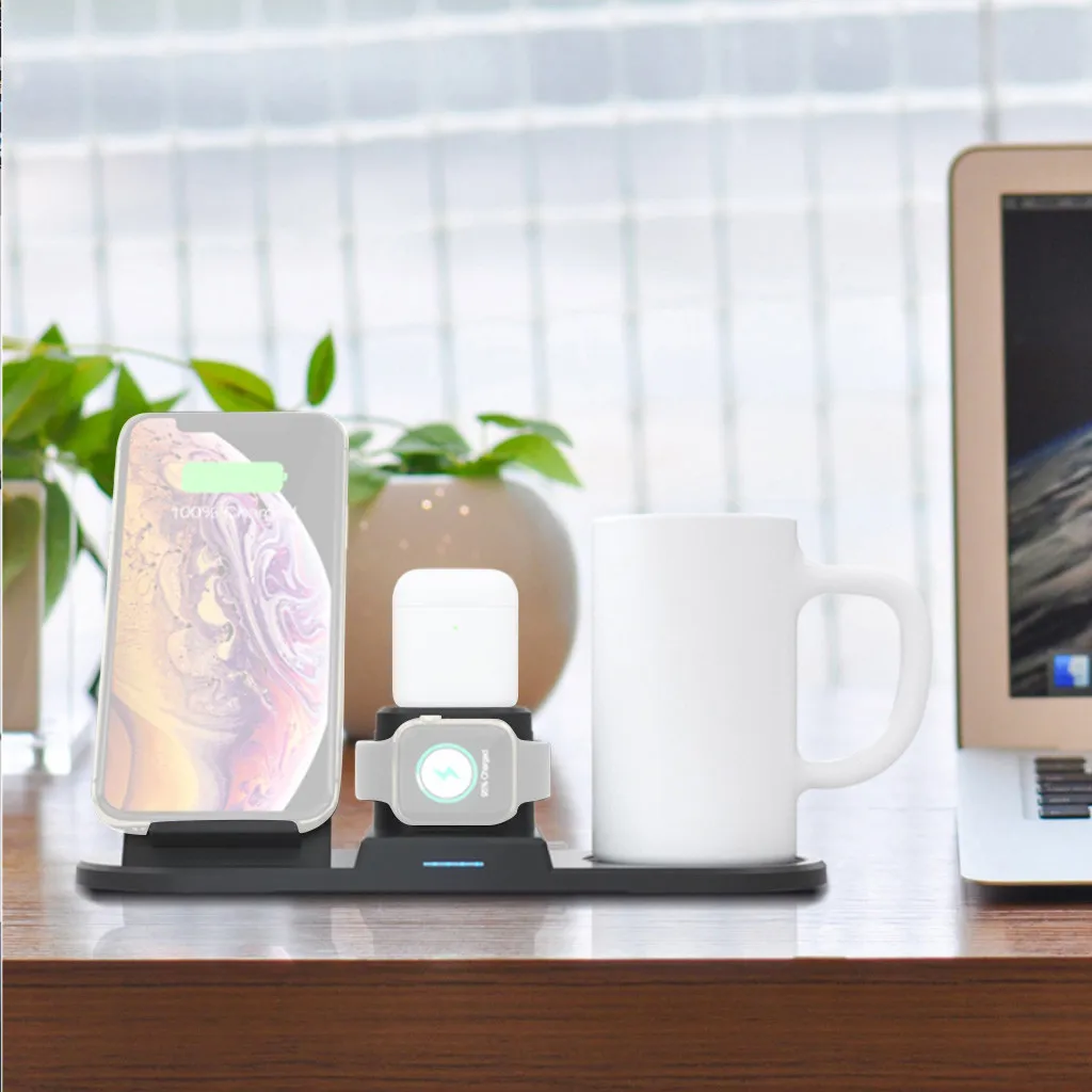 Qi беспроводной зарядный коврик зарядное устройство светильник для IWatch Airpods