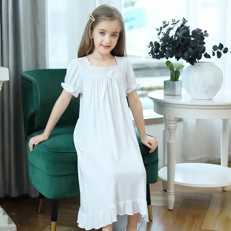 Children Nightdress For Toddlers Girls Soft Cotton Mid Length