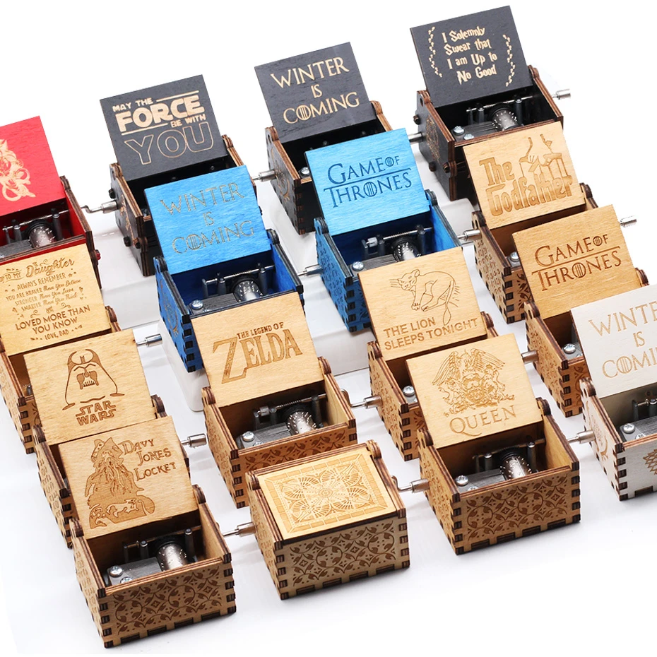 Merry Christmas Box Star Wars Music Game Of Throne Castle In The Sky Hand Folded Queen Wood Music Box Christmas Present