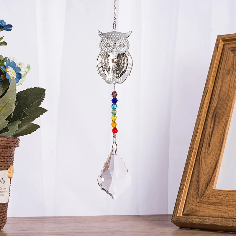 3D Сова Suncatcher Aurora Borealis окно висят призмы для люстр радужные бусины чакра Suncatcher для рождественской елки кулон