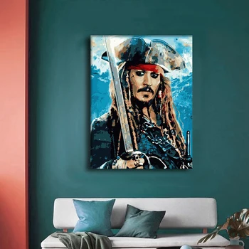 

Pirate colorings by numbers art hand Character oil paint by number Wall Decor pictures diy oil manual bauhin