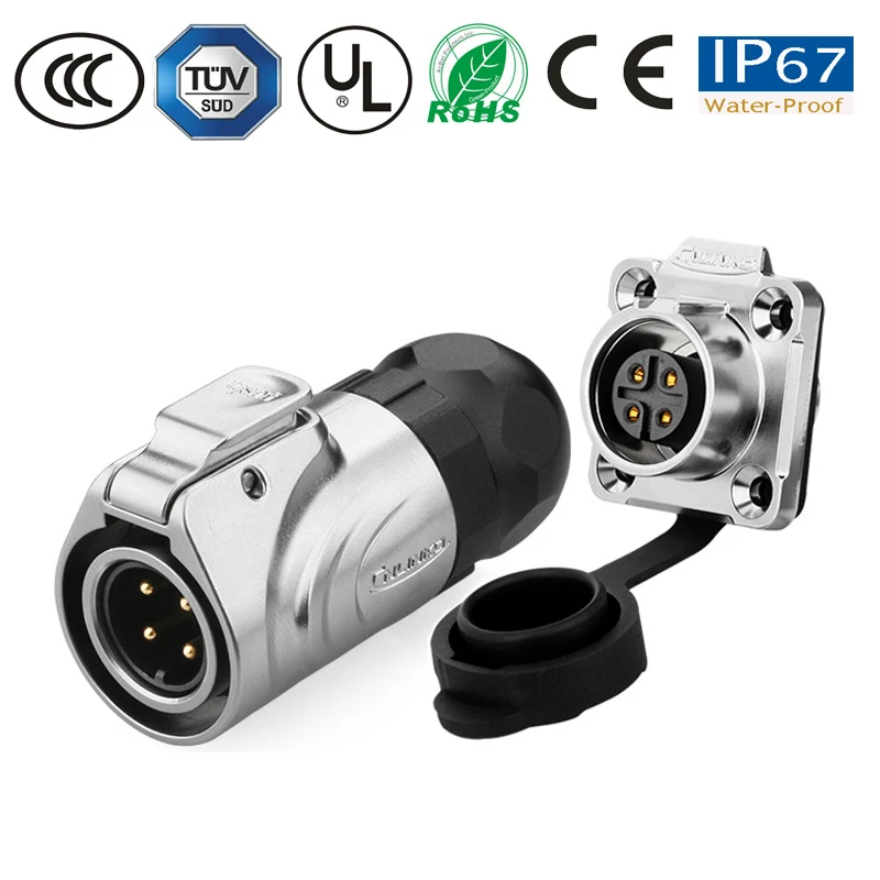 M16 4Pin Metal Round Power Connector A10 Waterproof Public Plug, Mother