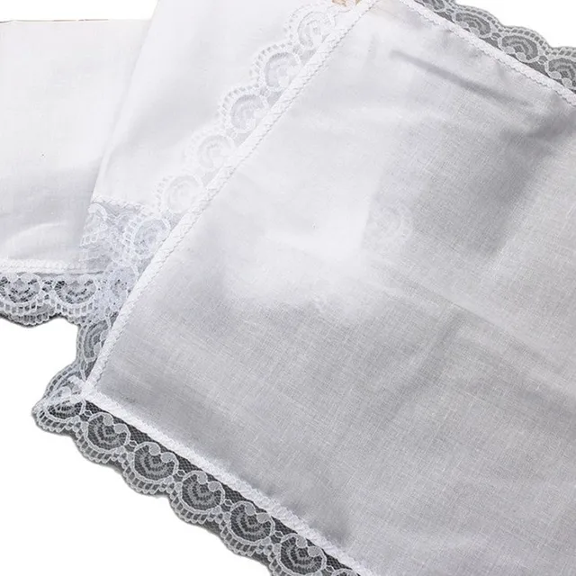 1Dcs Négyzet Alakú Zseb 23 Cm -Es Fehér Csipke Zsebkendő Nők Törülközők Hölgy Újdonság Születésnapi Party Bankett Esküvői Ajándék Hanky - Image 3