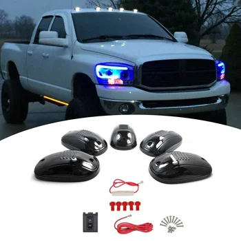 

5pcs Car Roof Lamp Smoked Lens 9-LED Rooftop Driving Light For Dodge RAM 1500 2500 3500 4500 Stock Roof Cab Marker