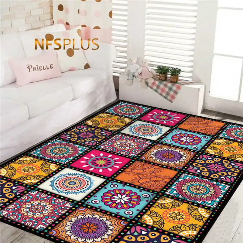 

Geometric Floor Carpet For Living Room 80x120cm Waterproof Polyester Fiber Printed PVC Dots Anti-Slip Decorative Floor Mat Rugs