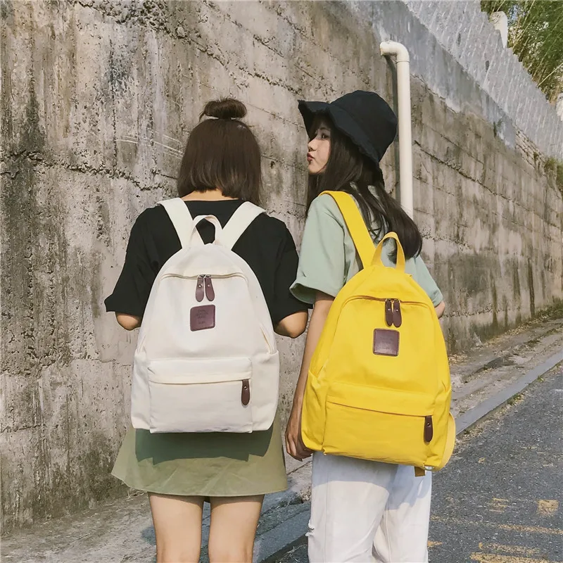 

Solid color labeling student bags new art small fresh large capacity backpack
