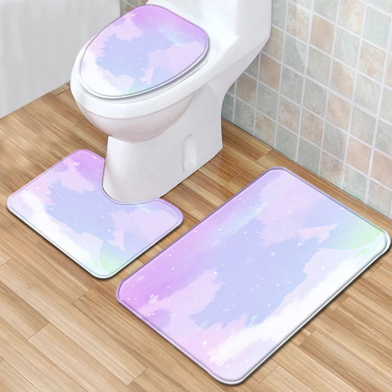 Zeegle Bath Mat Set Colorful Bathroom Mat Set Lid Toilet Covet Water Absorption Shower Room Rug Modern Mat for Bathroom Floor