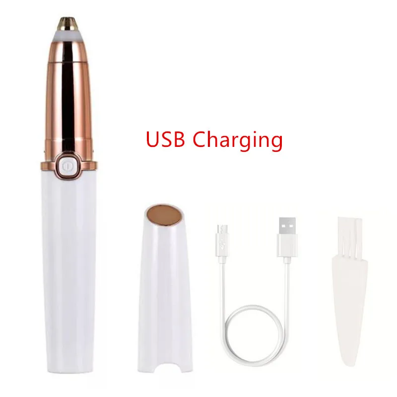 USB Style White Портативный мини электрический триммер для бровей, губ, лица, волос, бритва, эпилятор, ручка для удаления волос, бритва для бровей, перезаряжаемая USB 40#1016 - Цвет: USB Style White
