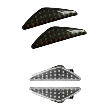 

2Pcs Black/Transparent LED Side Marker Leaf Turn Signal Light Durable Undamage
