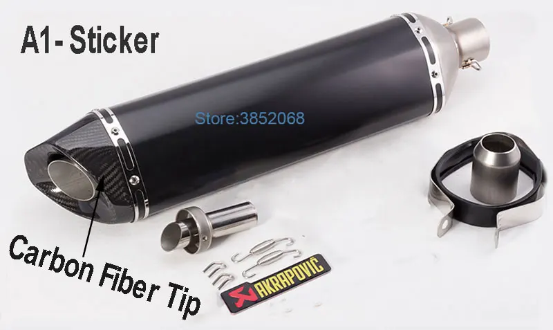 ID: 51 мм мотоцикл Akrapovic глушитель универсальный мотоцикл глушитель выхлопной глушитель для Tmax530 Ninja 250 300 R25 R3 - Цвет: A1 Sticker