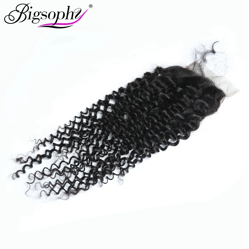 Bigsophy перуанские волосы кудрявые Кудрявые Кружева Закрытие 4*4 Человеческие волосы remy Кружева Закрытие с волосами младенца человеческий чехол