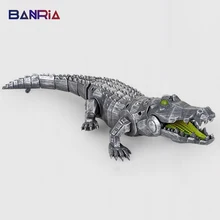 Моделирование электрический игрушечный крокодил с крутым звуковым освещением фигурки рептилий металлический цвет хвост будет двигаться дистанционное управление крокодил