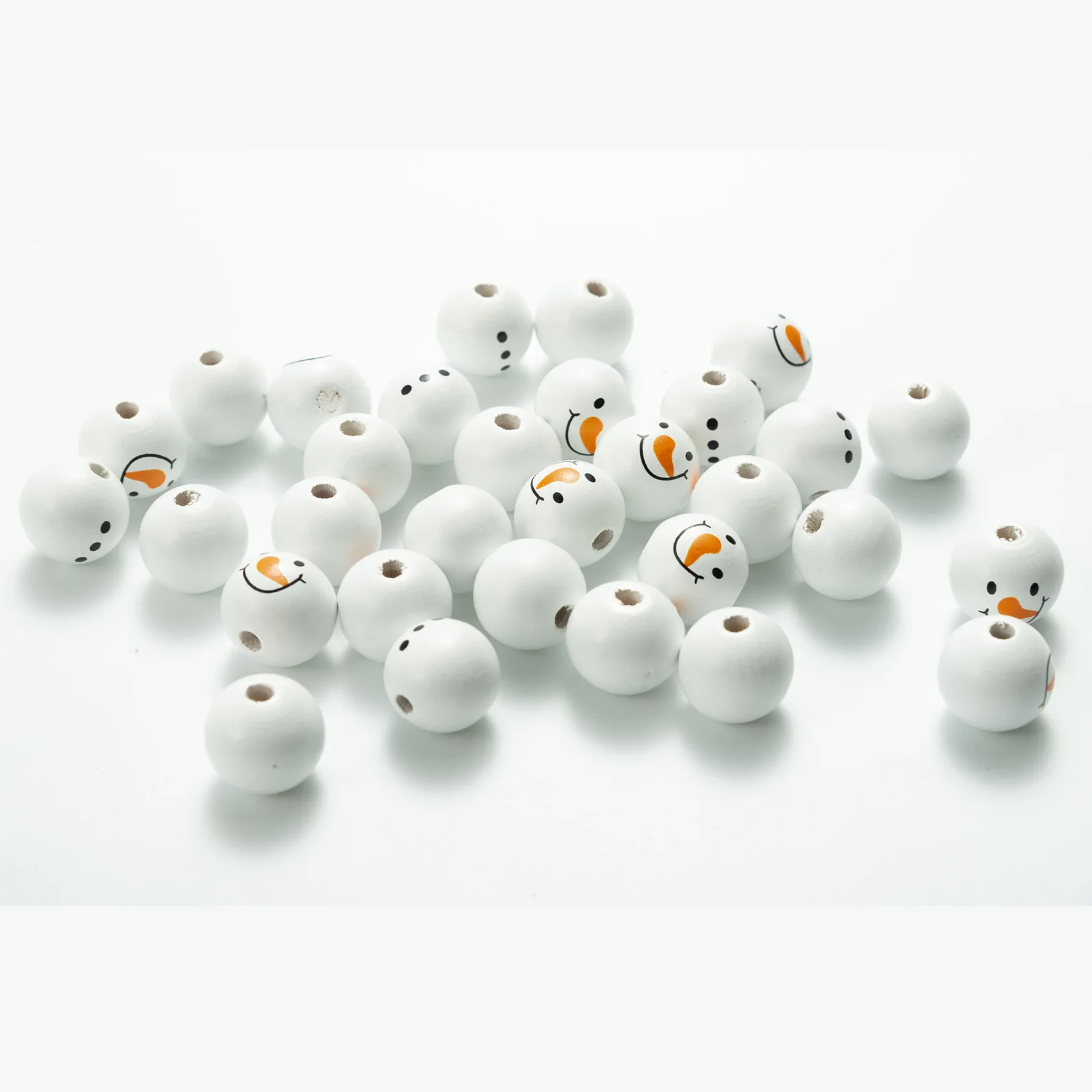 20MM Snowman Round Wooden Beads DIY Christmas Decorations Home Children's Toys Bracelet Accessories Navidad Gift christmas decorations