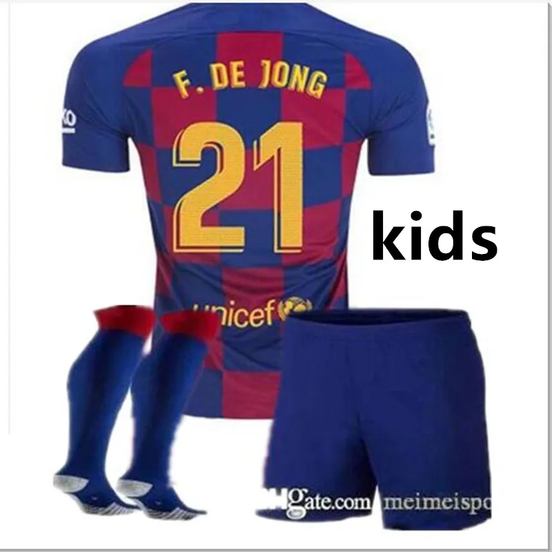 Детский комплект+ носки; коллекция года; футболка для футбола F. DE JONG GRIEZMANN MESSI SUAREZ ARTHUR COUTINHO VIDAL I. RAKITIC; детская футболка - Цвет: kids