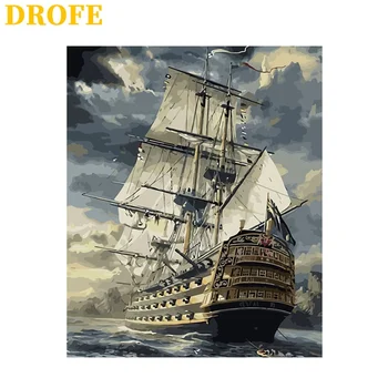 

DROFE DIY Frame Painting By Numbers modern mural acrylic pigment unique home decoration hand painted gift 40x50 Smooth sailing