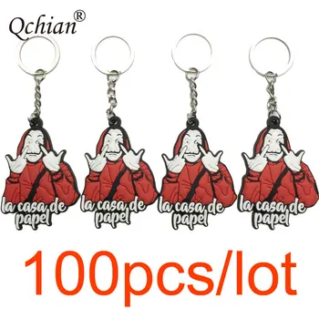 

100 Pcs La Casa De Papel Print keychain Money Heist The House of Paper Key Chains Salvador Dali KeyRing kids adult Gift