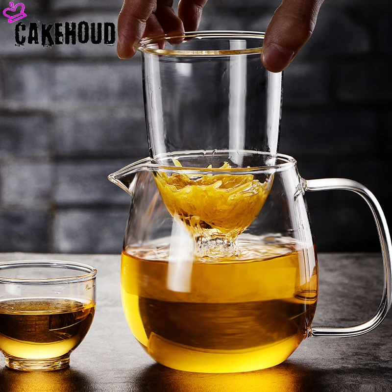 CAKEHOUD высококачественный термостойкий стеклянный чайник с фильтром для замачивания ручной высокотемпературный офисный чайник с цветами Набор чайников