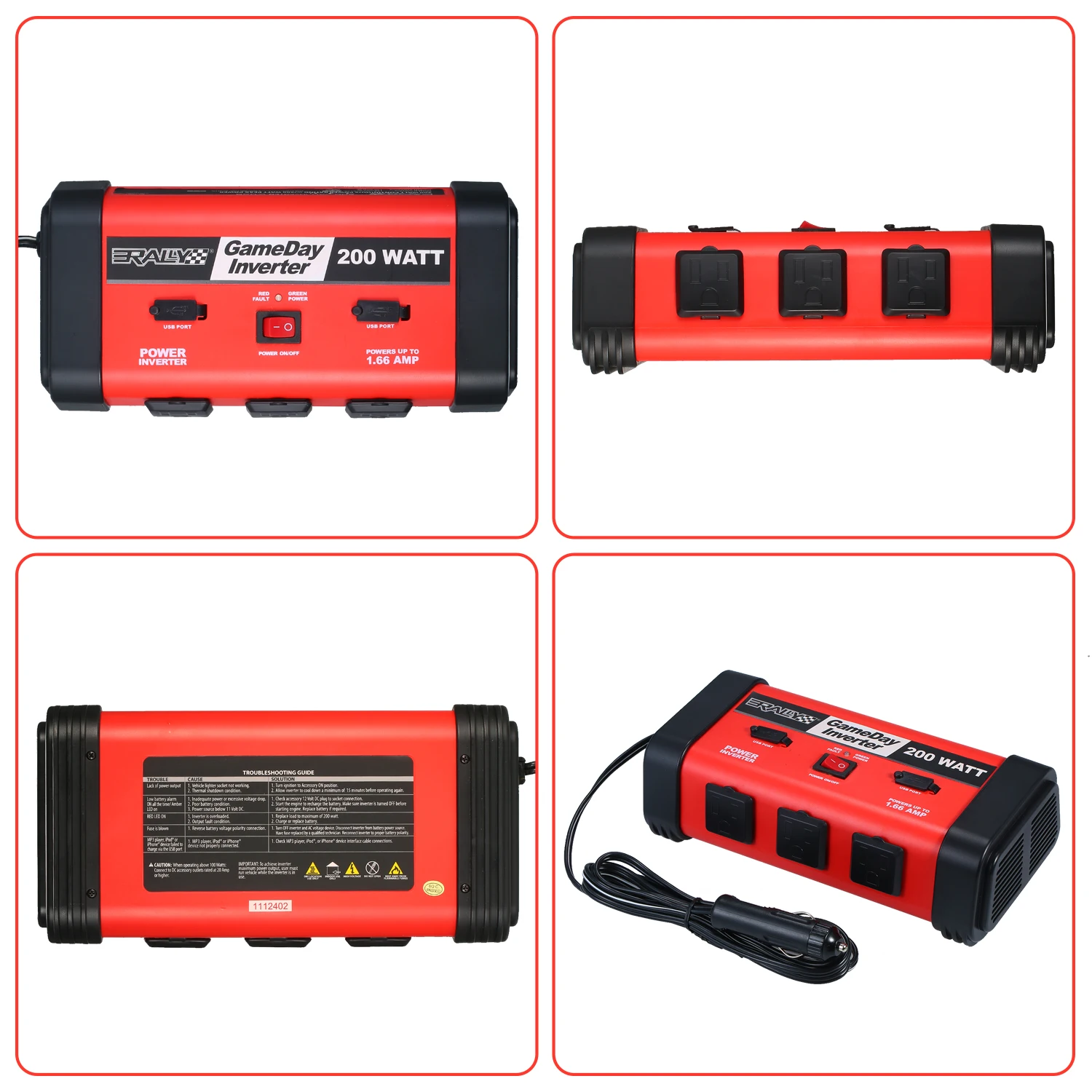 

New 200W Car Wave Converter Power Inverter DC 12V to 110V Modified Sine with USB Port for Laptop Smartphone Household Appliances
