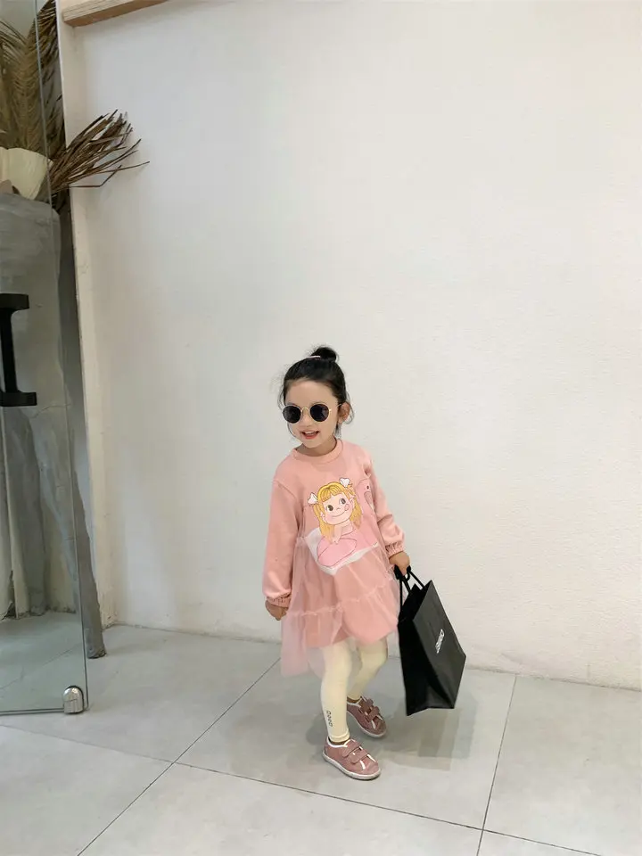 Mihkalev Cotton cartoon kids dresses for girls long sleeve princess dress for children autumn clothing girl warm outerwear
