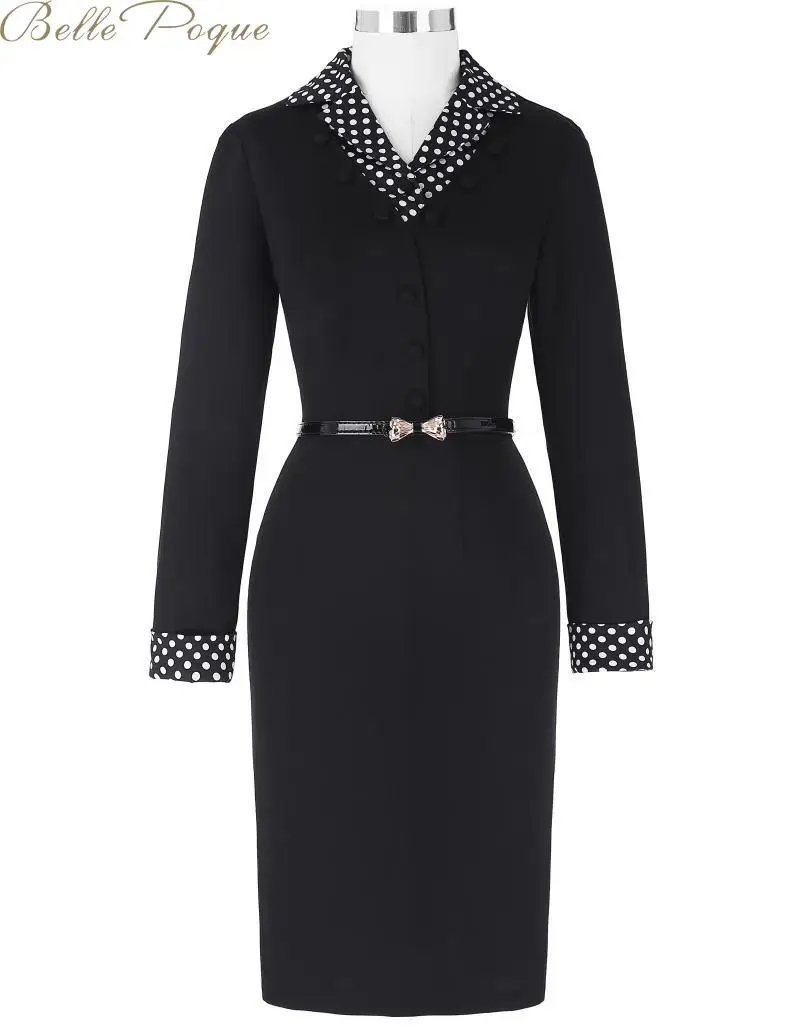 

Belle Poque Striped Pencil Dress Long Sleeve Midi Dress Women Formal Office Office Dresses Bodycon 2019 Autumn Winter Dress