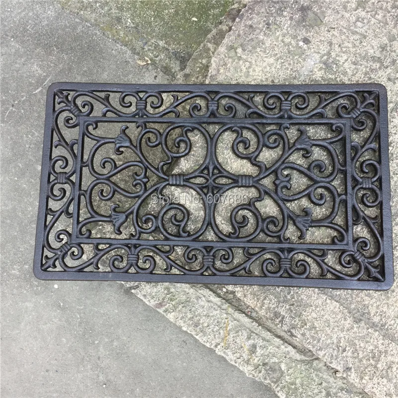  Cast Iron Door Mat Small Durable Decorative Outdoor Scroll Doormat Home Kitchen Hallway Accessories - 32694413647
