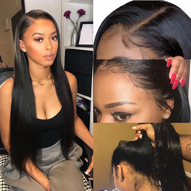 360 Wig 150 Density Front Lace Wig Straight Hair Transparent Lace