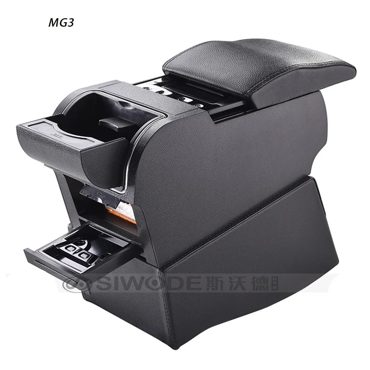 

Free Punch Wooden Pu Leather Special Car Armrest Box with 4 USB Hole for MG3 Multifunctional Car Hand Box