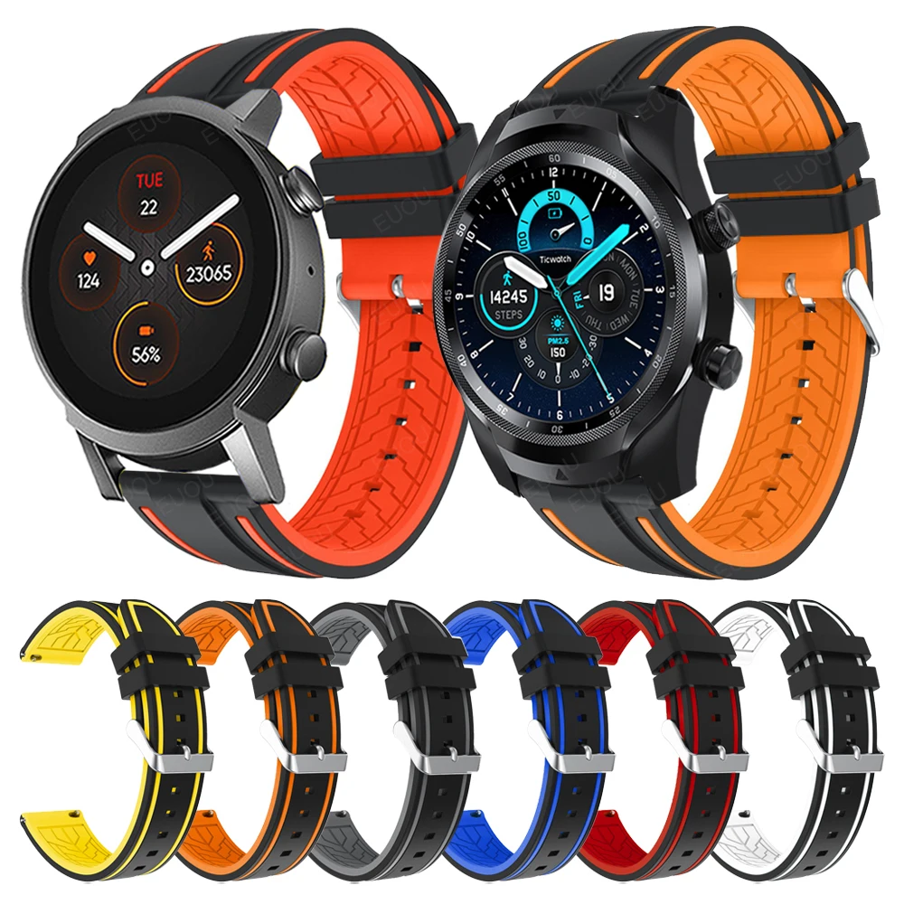 

Replacement Silicone Strap For TicWatch Pro 2021/ 3 GPS/GTX Watchband For TicWatch E3 E2 Easyfit Band Bracelet Rubber Wristband