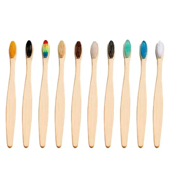 

Environmental Bamboo Charcoal Health Toothbrush Eco-Friendly Rainbow Bamboo Soft Fibre Toothbrush Teeth Brush Multi-colored