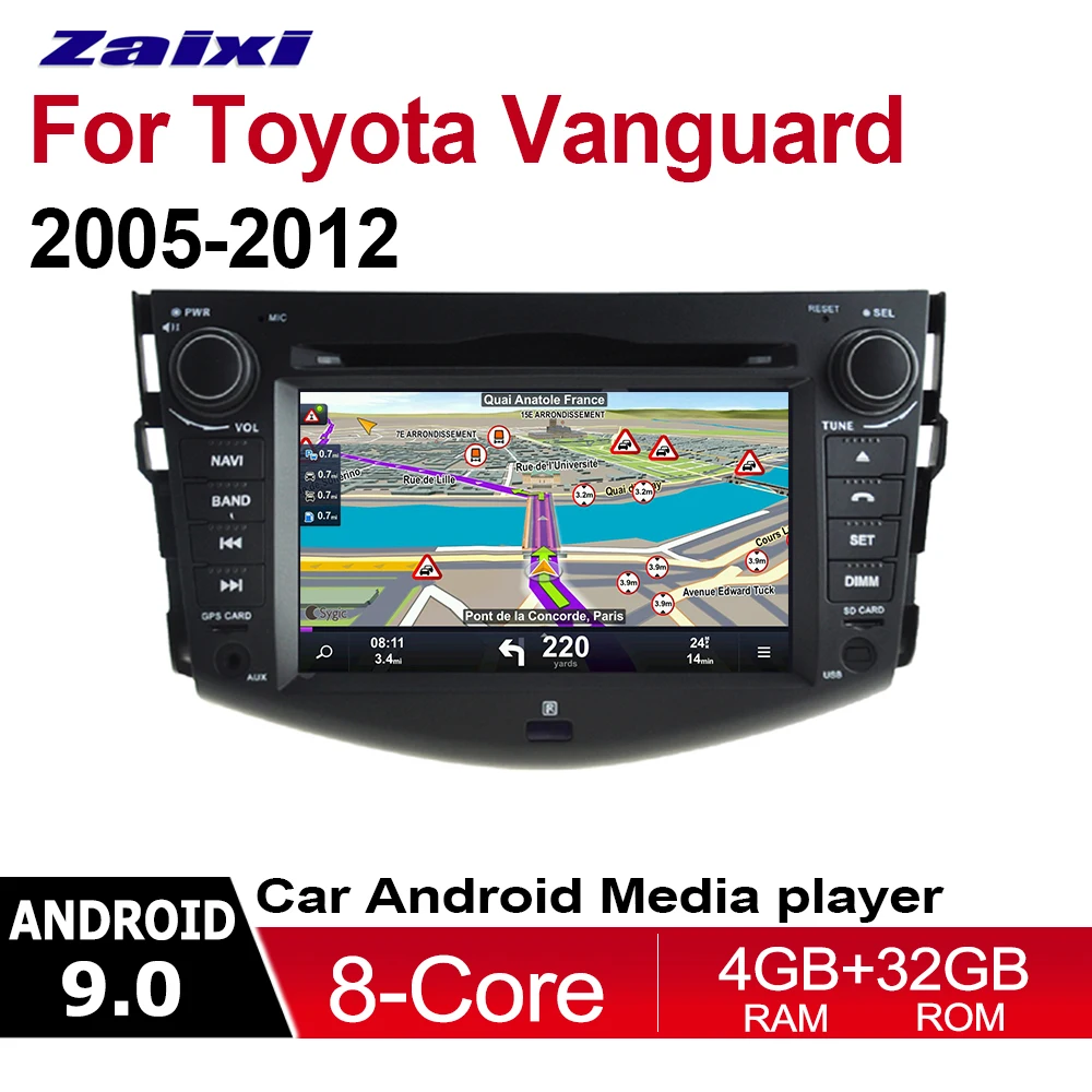 ZaiXi 2din Android 9 0 Восьмиядерный 4 Гб RAM автомобильный DVD для Toyota Vanguard 2005 ~ 2012 GPS Радио BT Navi
