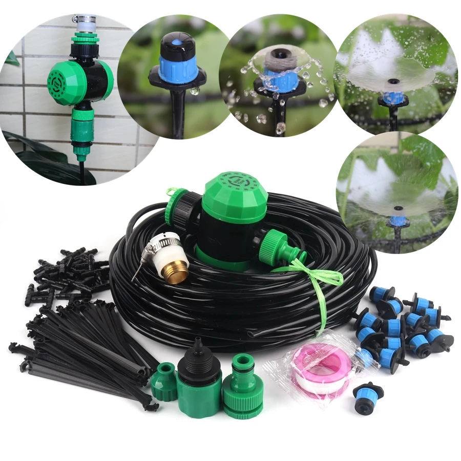 

40m~5m Garden Timer Watering Kits Automatic Irrigation System DIY Gardening Micro Irrigation Kits Adjutable Fountain Sprinklers