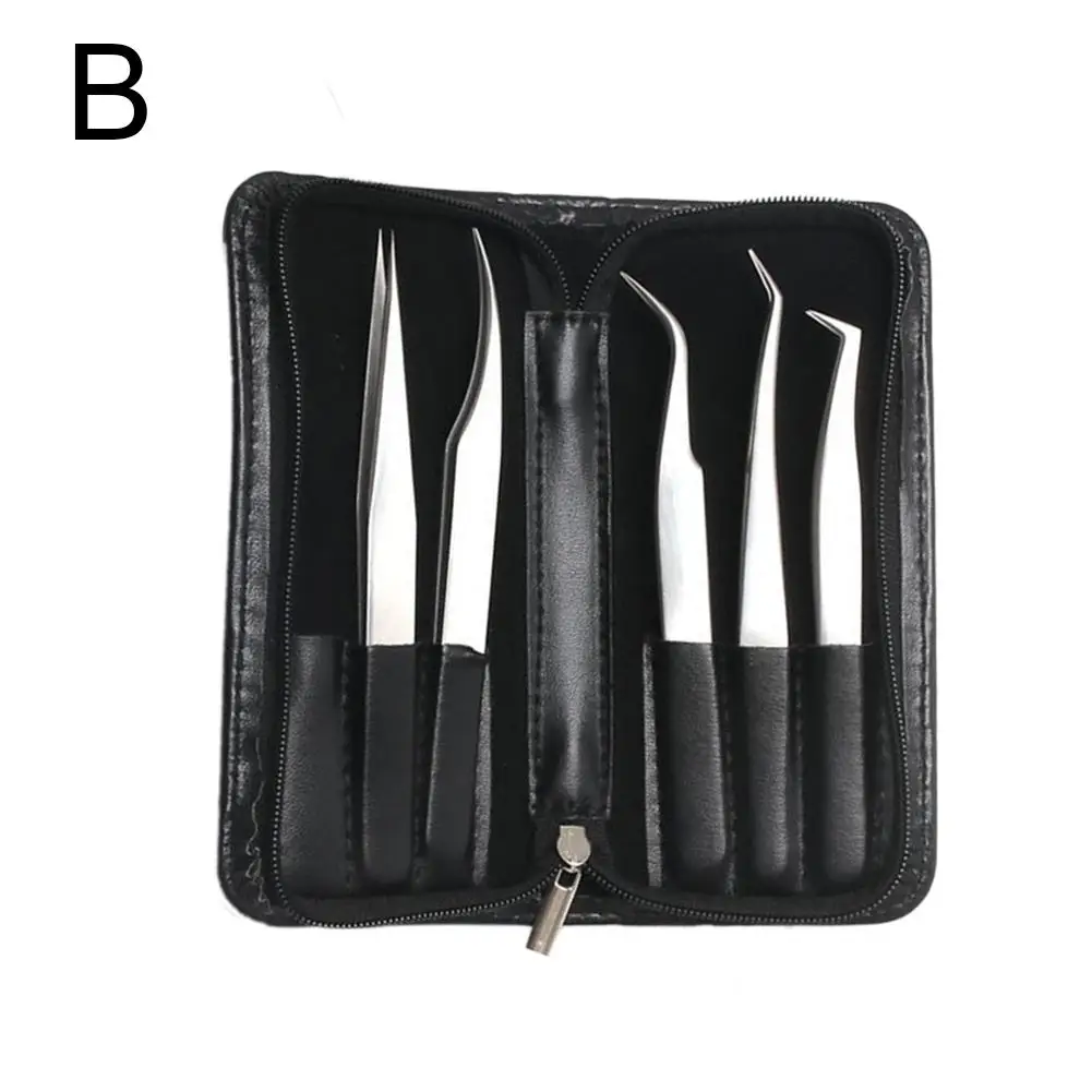 5pcs Stainless Steel Flower Curling Tweezers Eyelash Lash Curler Eyelash Extension Precision Tool Curved Straight Clip JIU01-05 - Цвет: 2